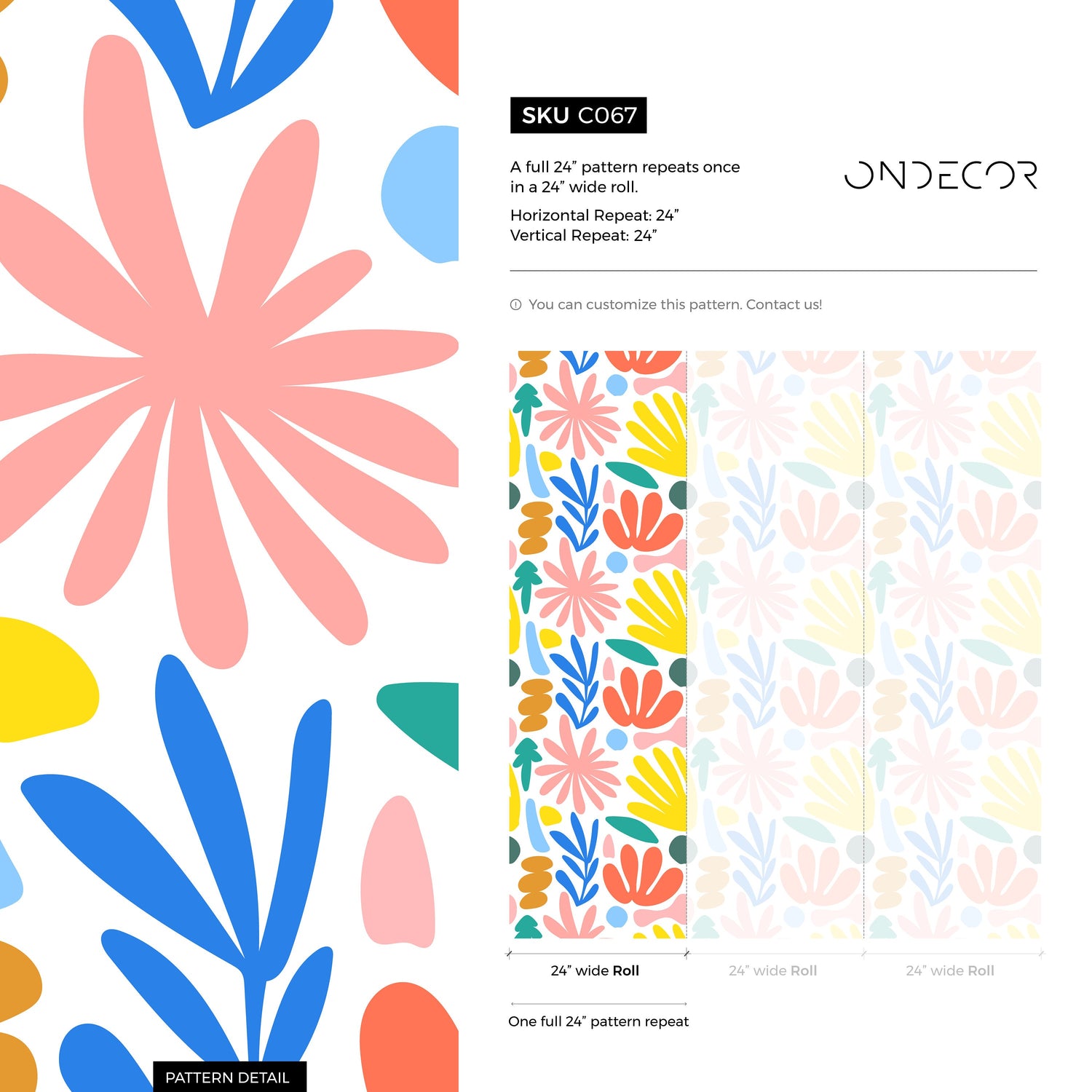 Colorful Botanical Medley Wallpaper - C067