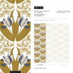 Elegant Floral Art Deco Wallpaper - C100