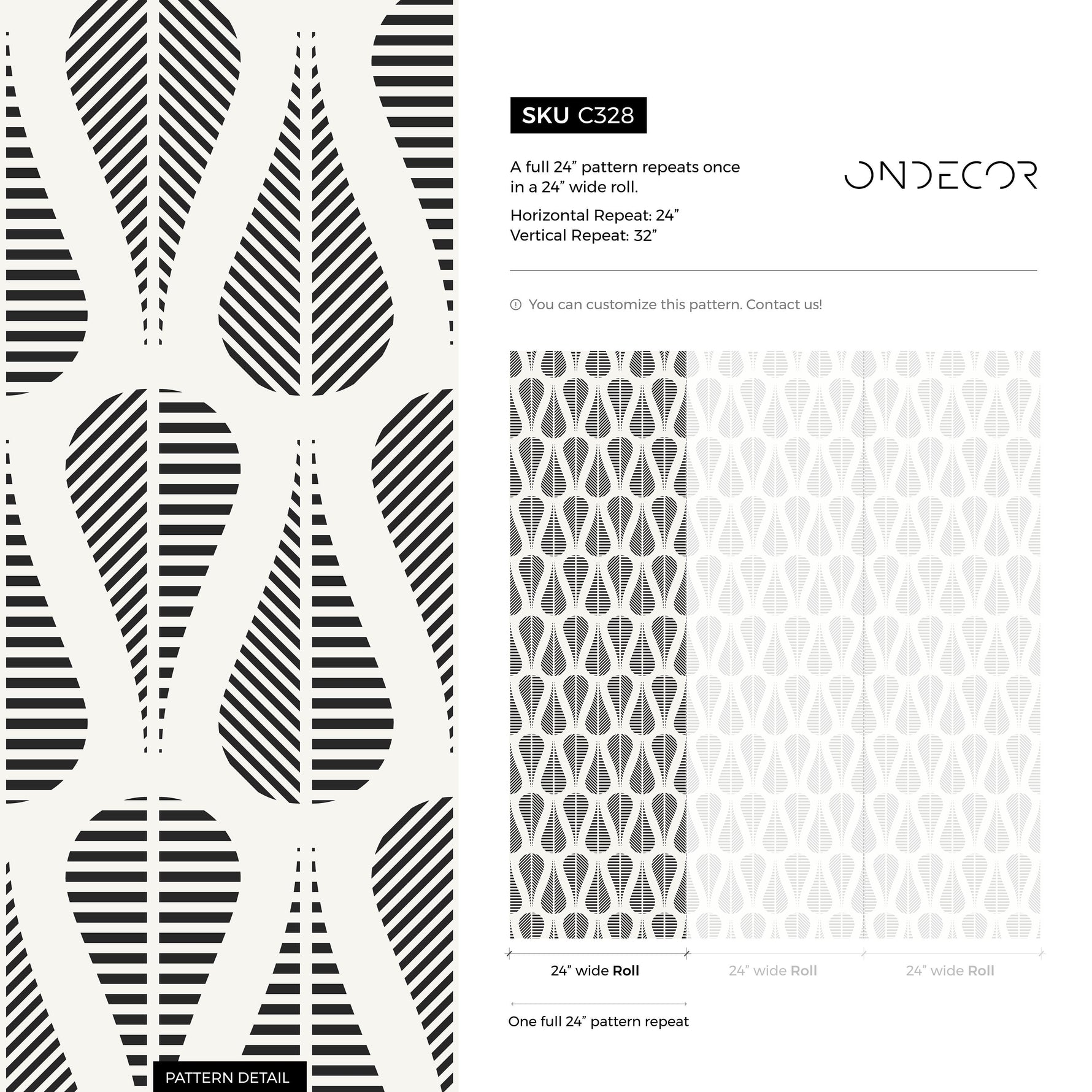 Teardrop Silhouette Stripes Wallpaper - C328