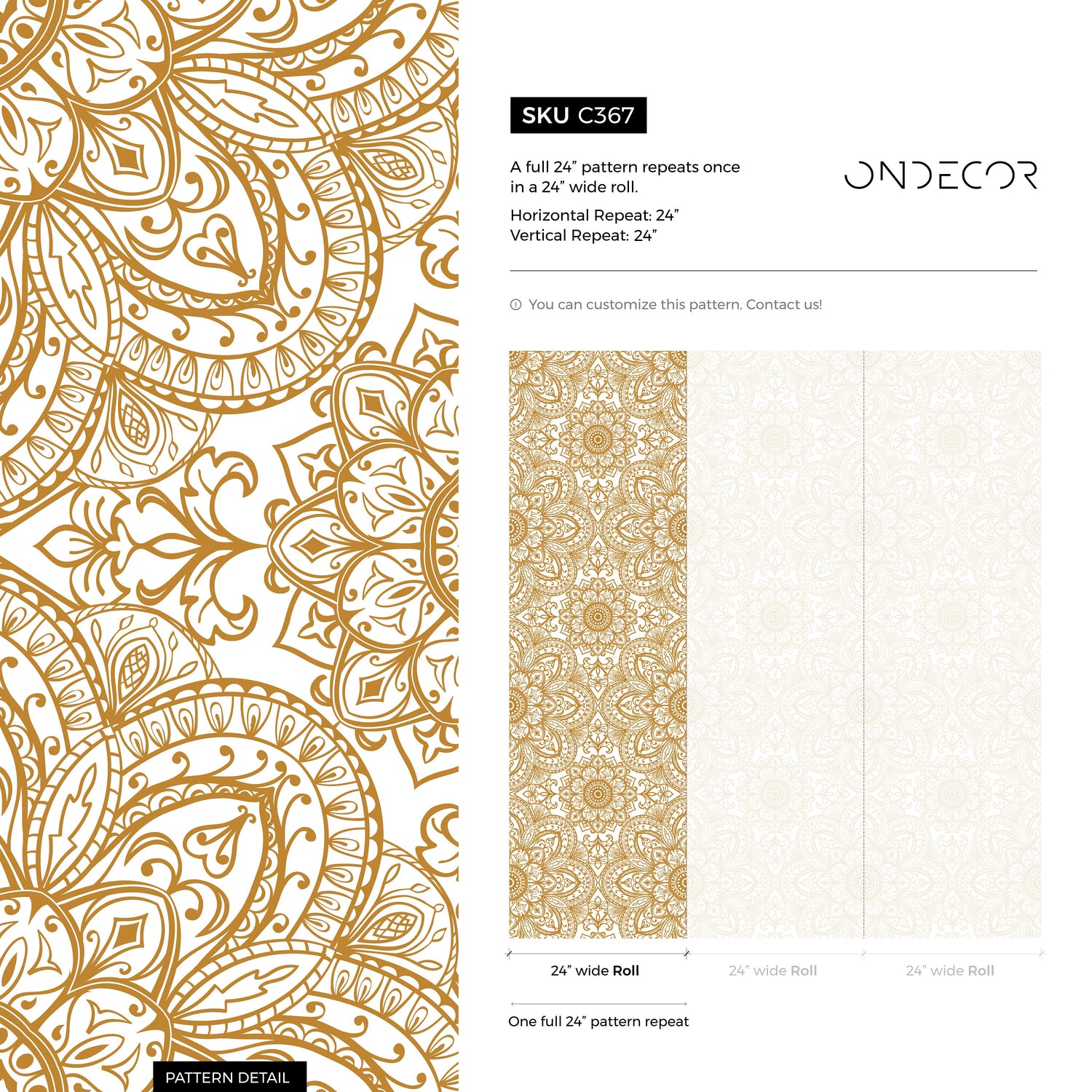 Golden Mandala Elegance Wallpaper - C367