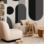 Black Geometric Wallpaper Modern Mural Peel and Stick and Traditional Wallpaper - C481