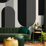 Black Geometric Wallpaper Modern Mural Peel and Stick and Traditional Wallpaper - C481