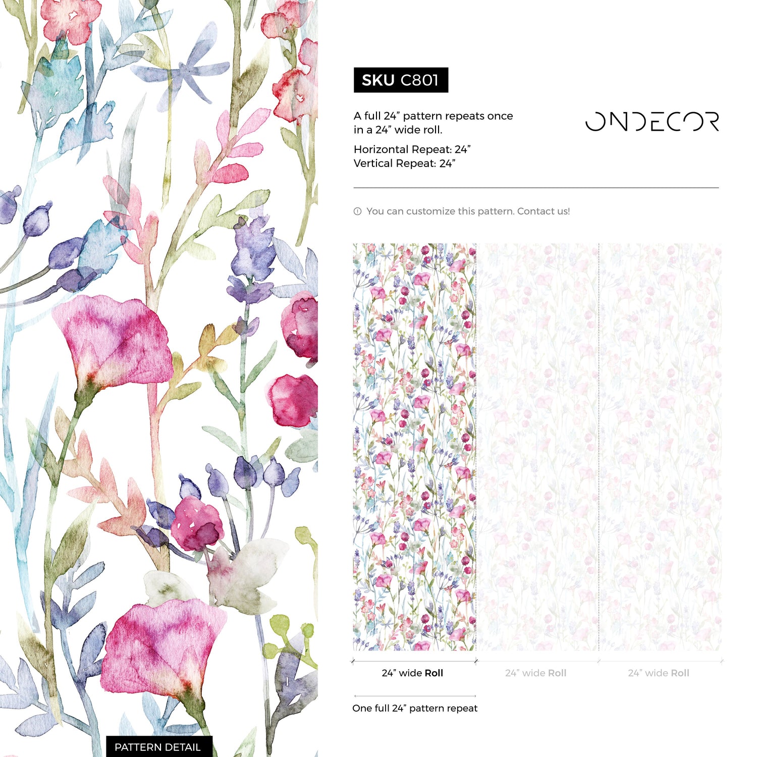 Watercolor Floral Harmony Wallpaper - C801