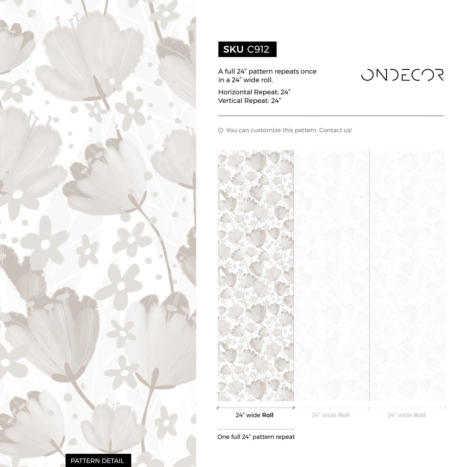 Neutral Floral Harmony Wallpaper - C912