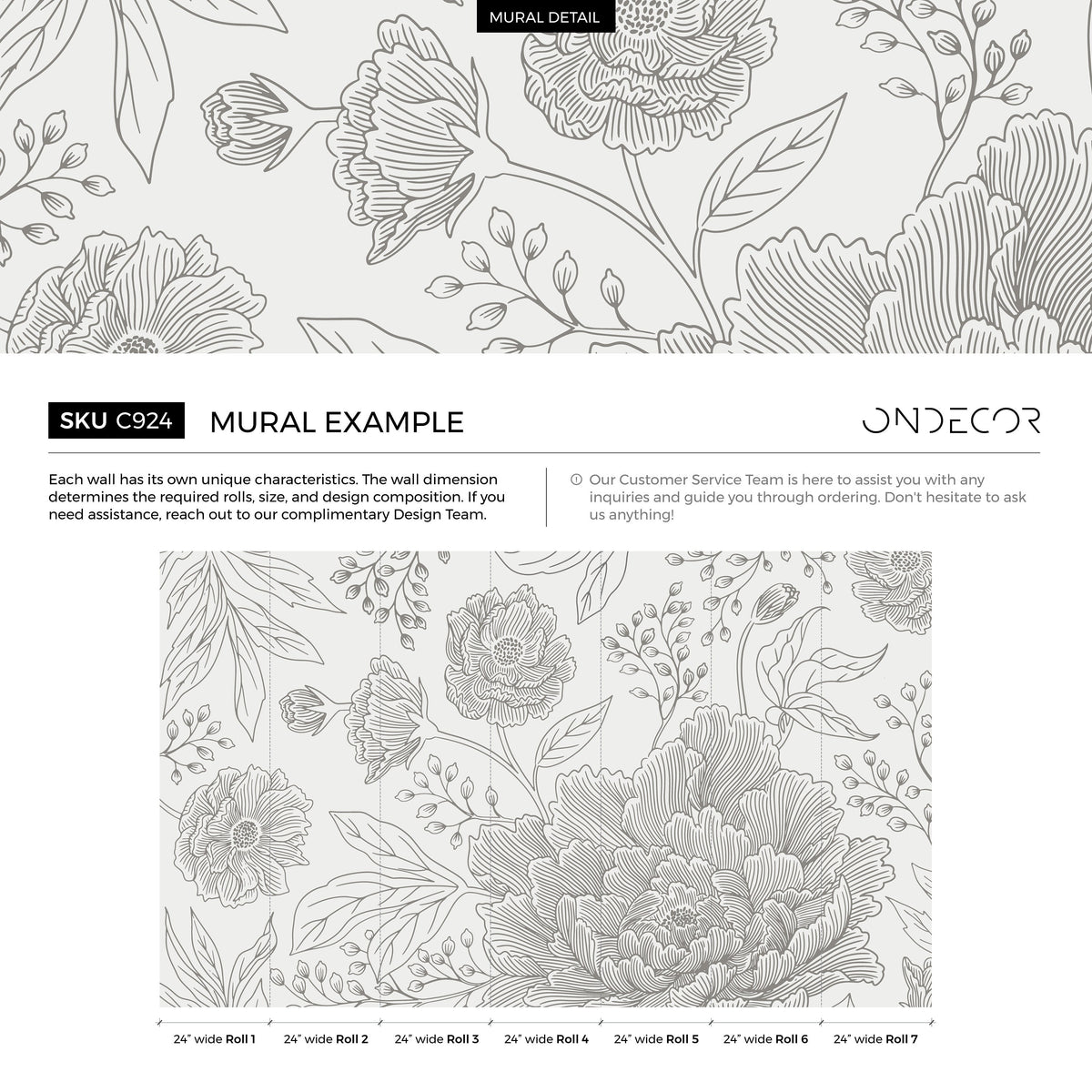 Elegant Floral Bliss Wallpaper - C924