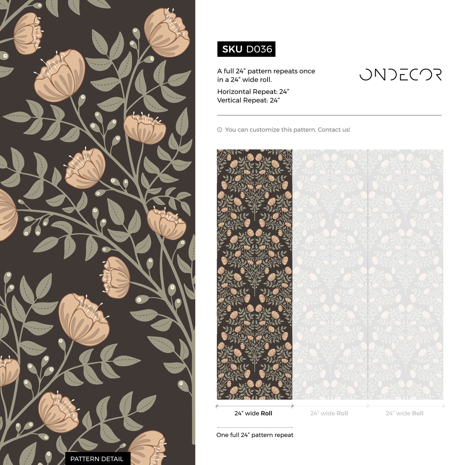 Elegant Floral Symphony Wallpaper - D036