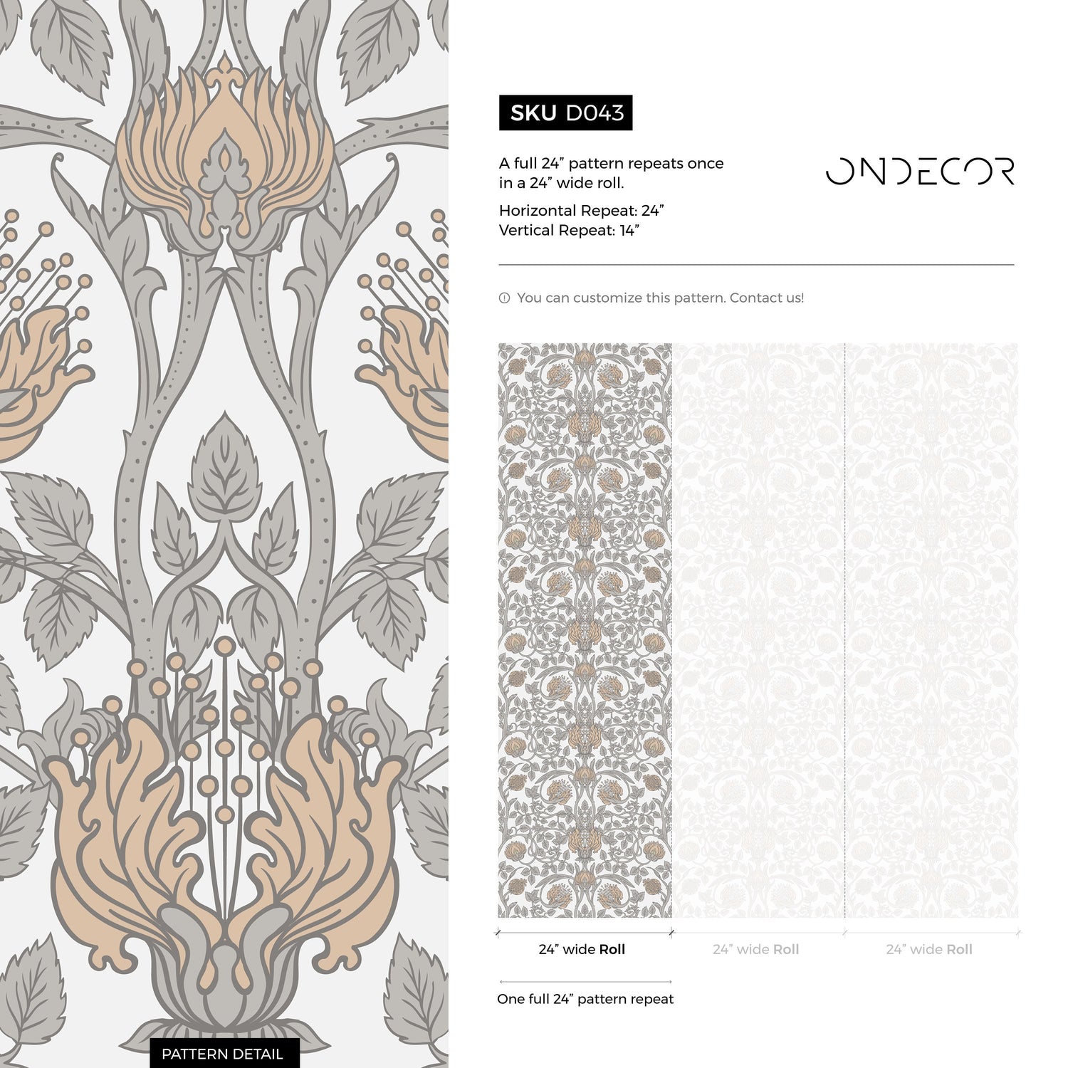 Ornate Floral Artistry Wallpaper - D043