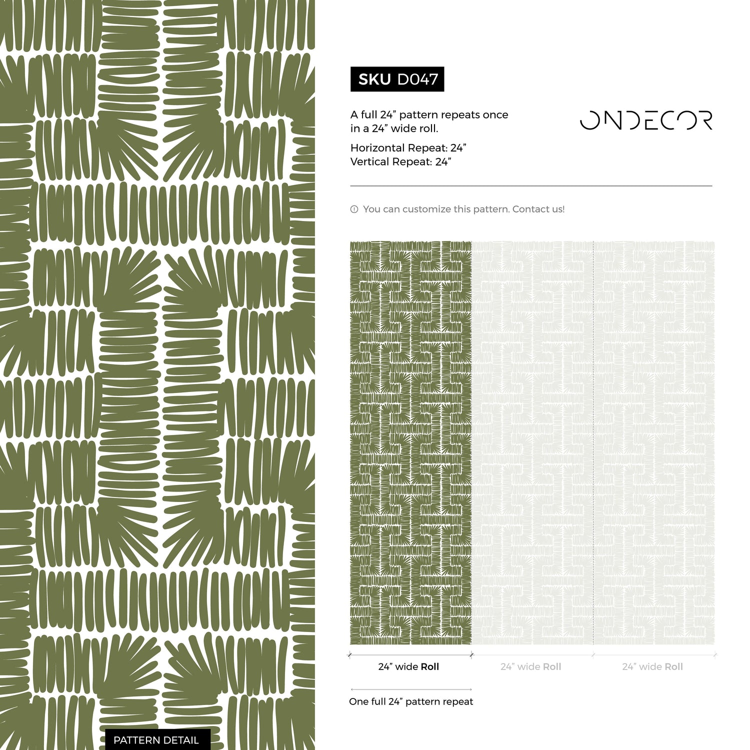 Geometric Olive Branch Wallpaper - D047