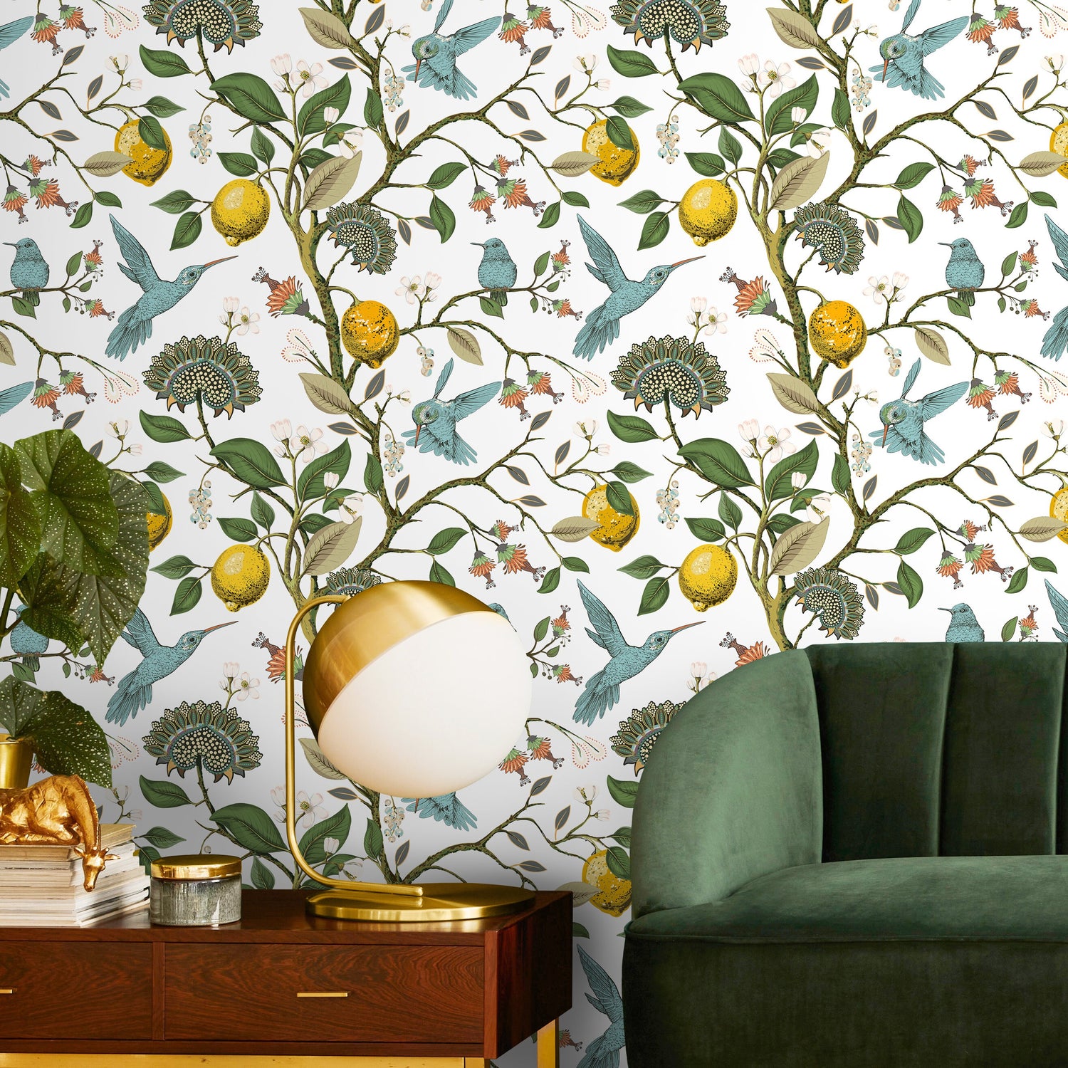 Floral Bird Wallpaper Vintage Peel and Stick and Traditional Wallpaper - A630