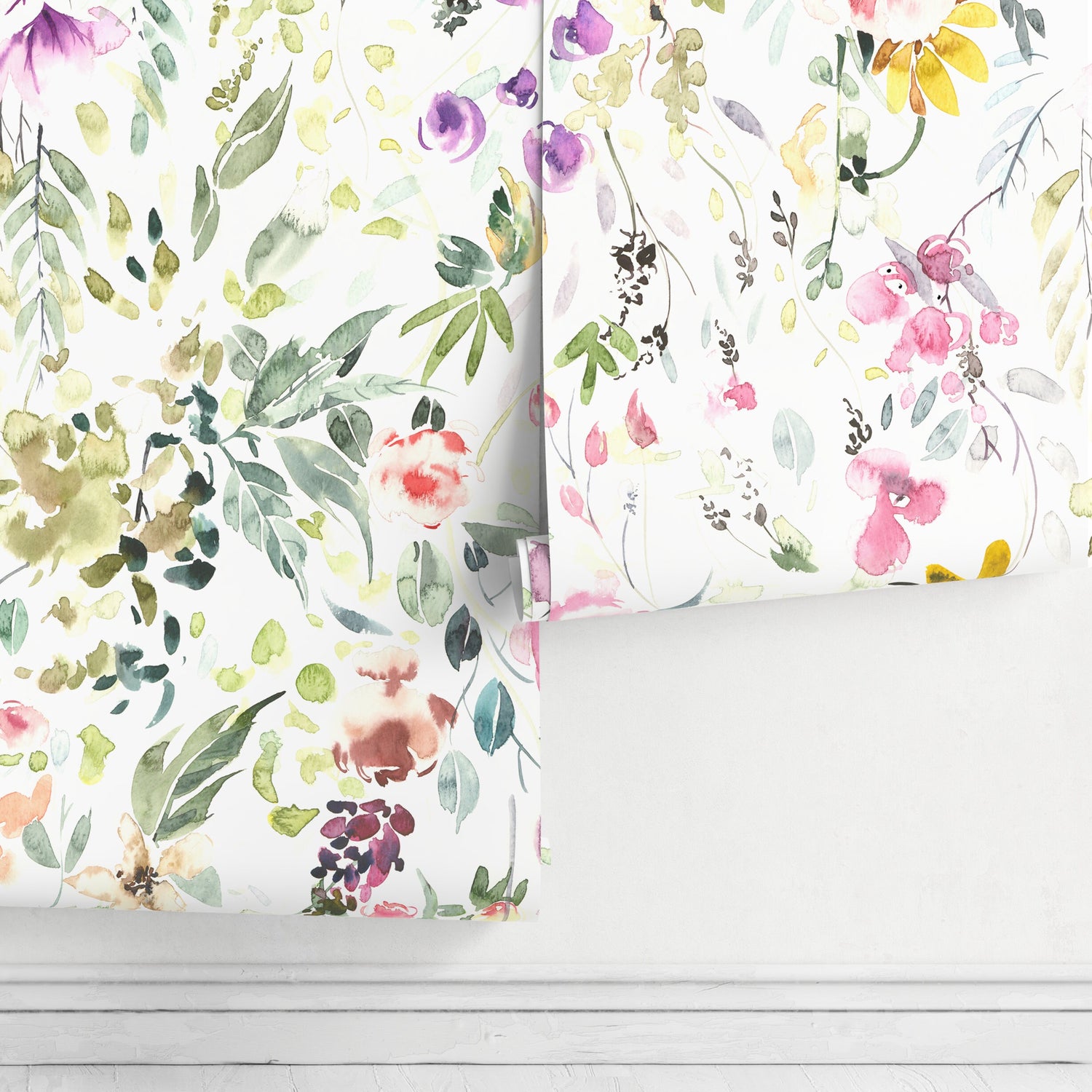 Watercolor Garden Wallpaper Floral Peel and Stick and Traditional Wallpaper - A648