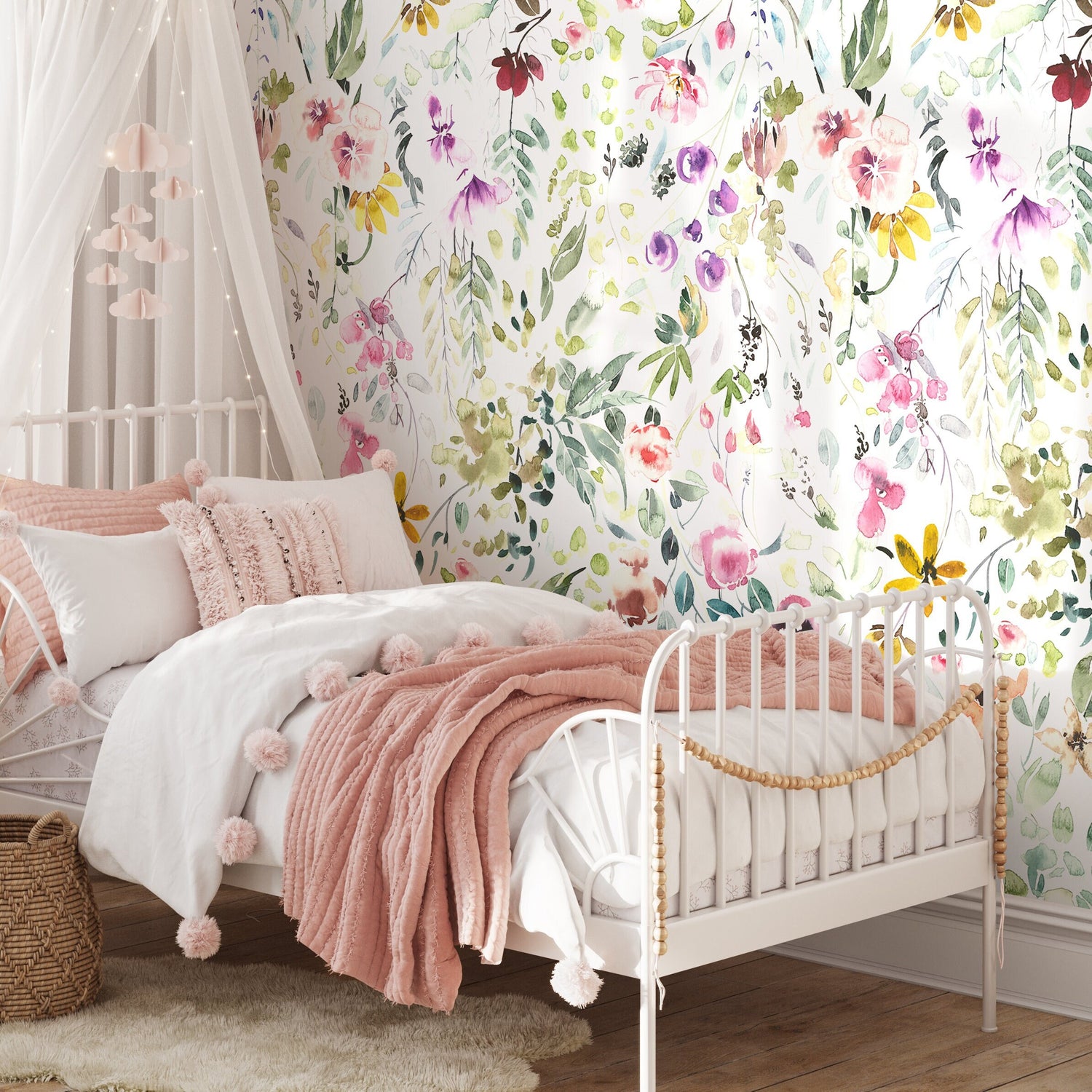 Watercolor Garden Wallpaper Floral Peel and Stick and Traditional Wallpaper - A648