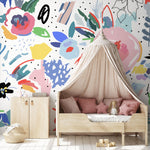 Colorful Abstract Wallpaper Floral Peel and Stick and Traditional Wallpaper - B172