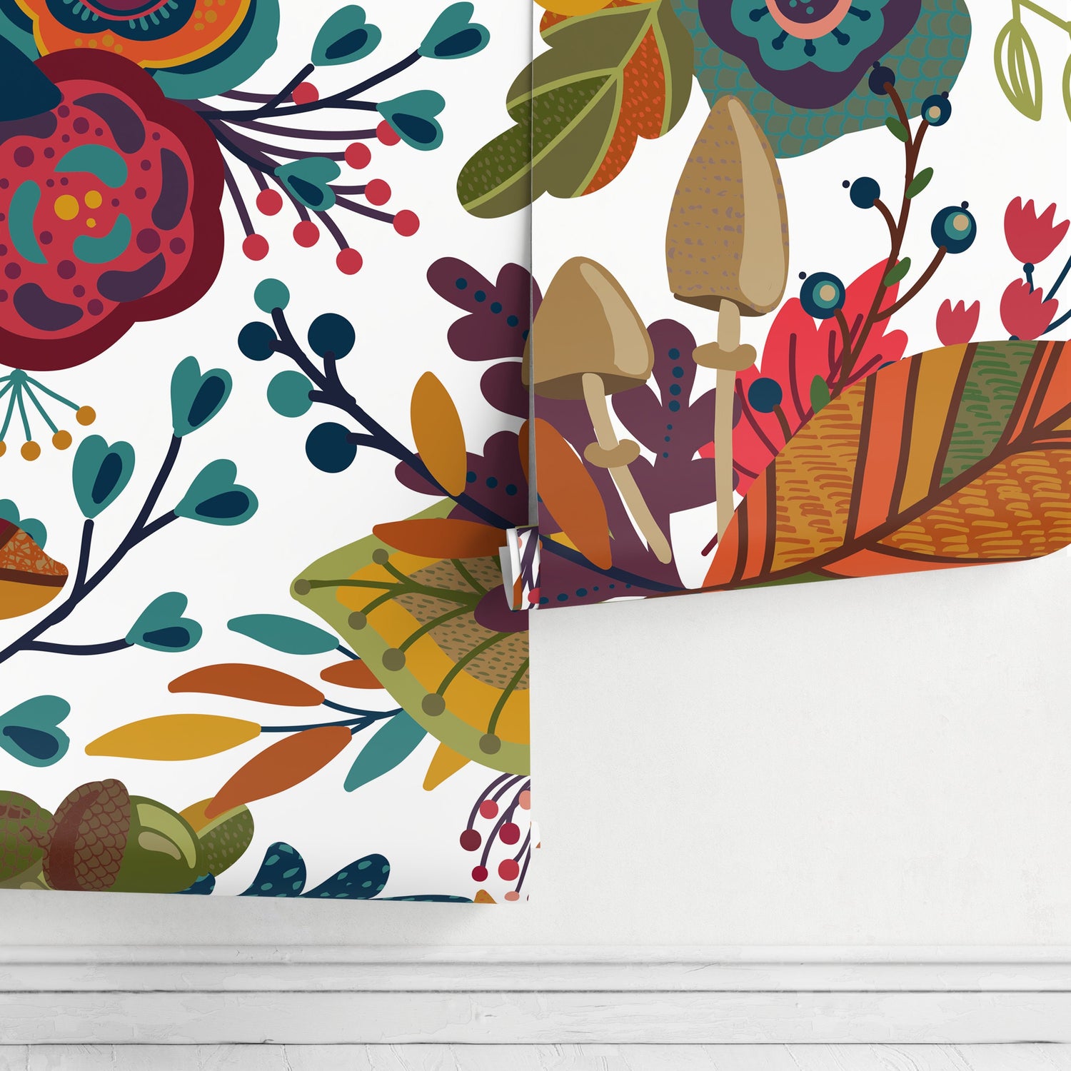 Colorful Garden Wallpaper Floral Peel and Stick and Traditional Wallpaper - B398