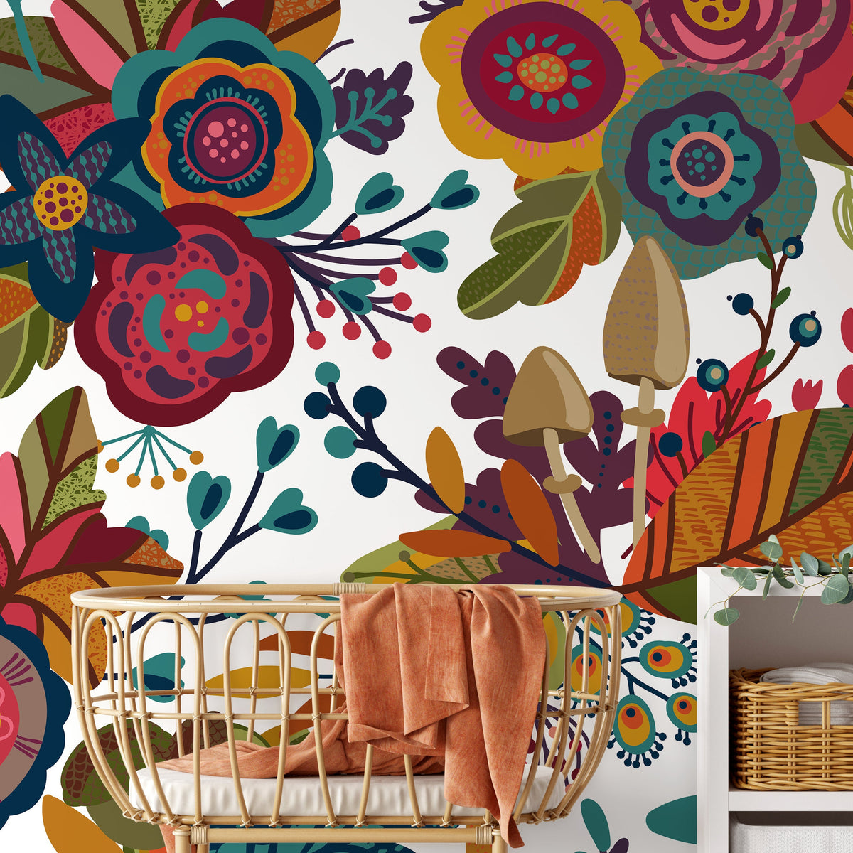 Colorful Garden Wallpaper Floral Peel and Stick and Traditional Wallpaper - B398