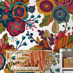 Colorful Garden Wallpaper Floral Peel and Stick and Traditional Wallpaper - B398