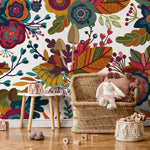 Colorful Garden Wallpaper Floral Peel and Stick and Traditional Wallpaper - B398