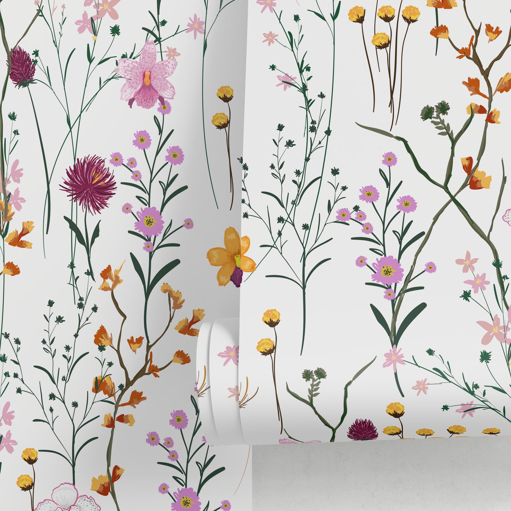 Floral Vintage wallpaper Peel and Stick and Traditional Wallpaper - B407