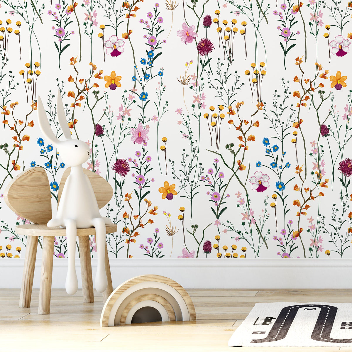 Floral Vintage wallpaper Peel and Stick and Traditional Wallpaper - B407