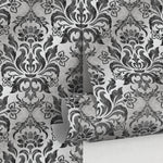 Wallpaper Peel and Stick Wallpaper Removable Wallpaper Home Decor Wall Art Wall Decor Room Decor / Vintage Black Damask Wallpaper - B734