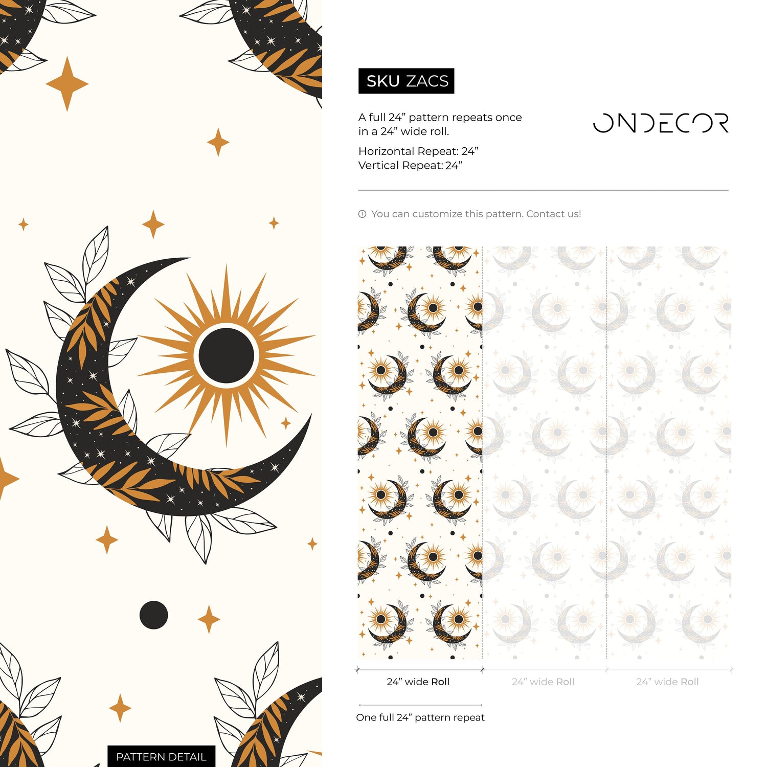 Mystique and Celestial Wallpaper Removable Peel and Stick Wallpaper, Peel and Stick Wallpaper Moon and Sun - ZACS