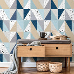 Wallpaper Peel and Stick Wallpaper Removable Wallpaper Home Decor Wall Art Wall Decor Room Decor / Blue Geometric Wallpaper - A316