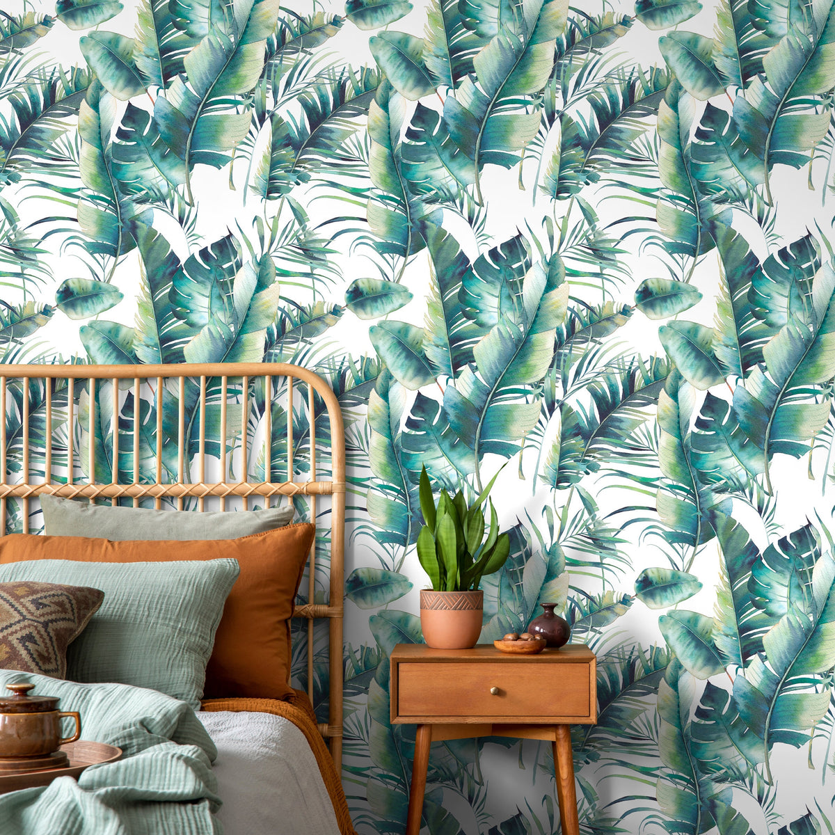 Temporary Wallpaper Tropical Wall Decor Leaves Removable Wallpaper Peel and Stick Wallpaper Wall Paper Removable - A512