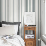 Grey Striped Wallpaper Farmhouse Wallpaper Peel and Stick and Traditional Wallpaper - D785