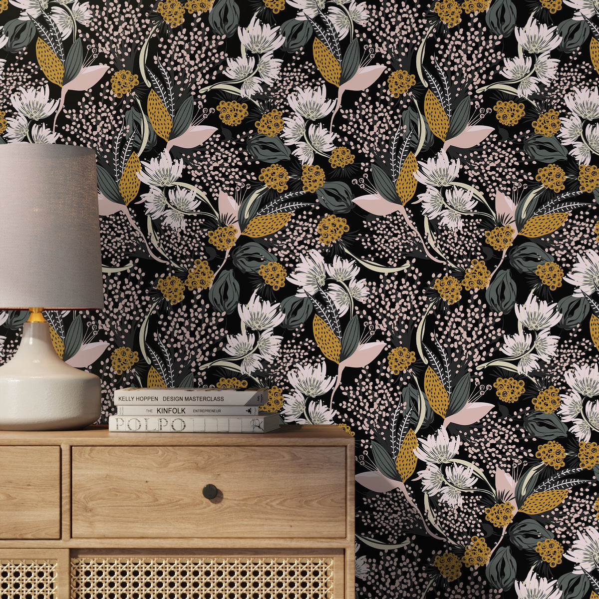 Floral Leaf Boho Wallpaper Peel and Stick and Traditional Wallpaper - B807