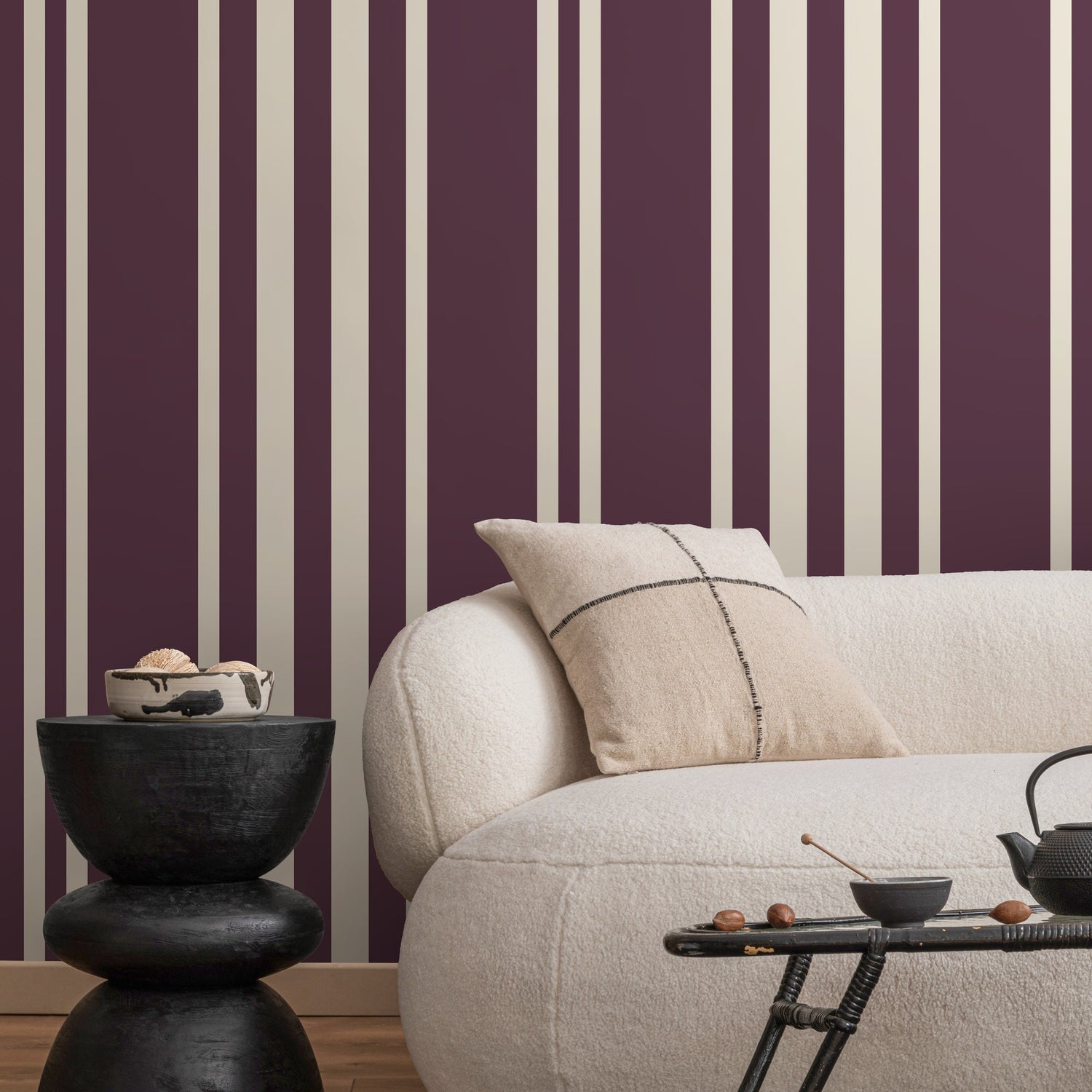 Purple Striped Wallpaper Modern Wallpaper Peel and Stick and Traditional Wallpaper - D787