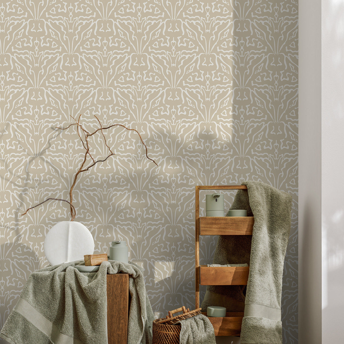 Neutral Boho Abstract Wallpaper / Peel and Stick Wallpaper Removable Wallpaper Home Decor Wall Art Wall Decor Room Decor - C858