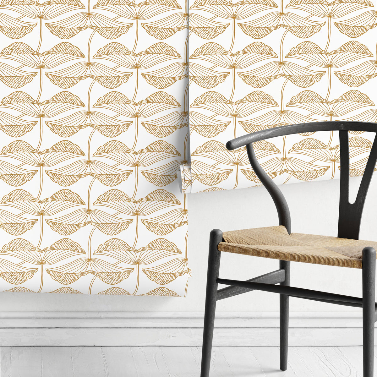 Boho Leaf Wallpaper / Peel and Stick Wallpaper Removable Wallpaper Home Decor Wall Art Wall Decor Room Decor - C987