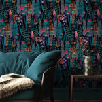 Moody Floral and Leaf Wallpaper Peel and Stick and Traditional Wallpaper - A934