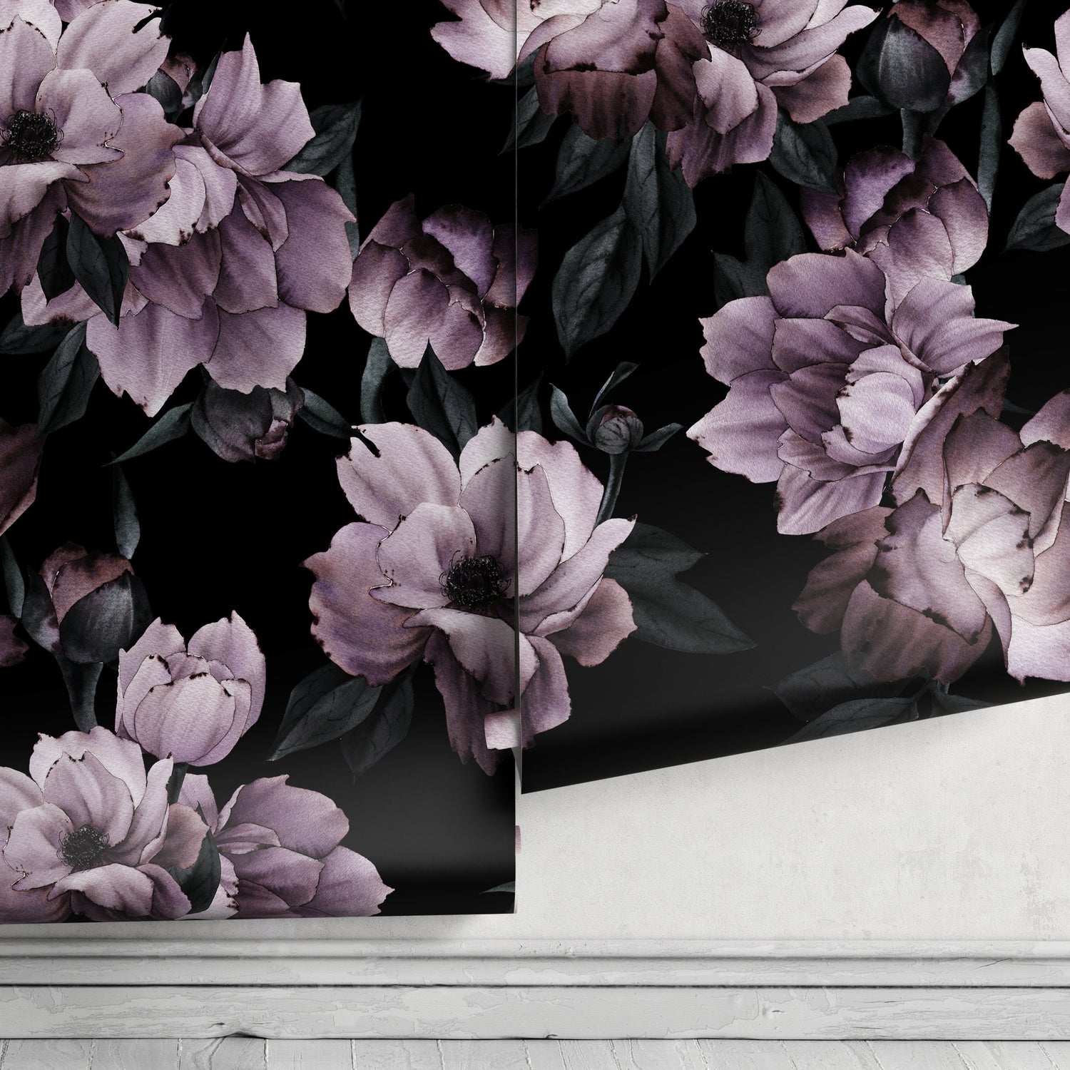 Vintage Dark Floral Wallpaper Peel and Stick and Traditional Wallpaper - B197