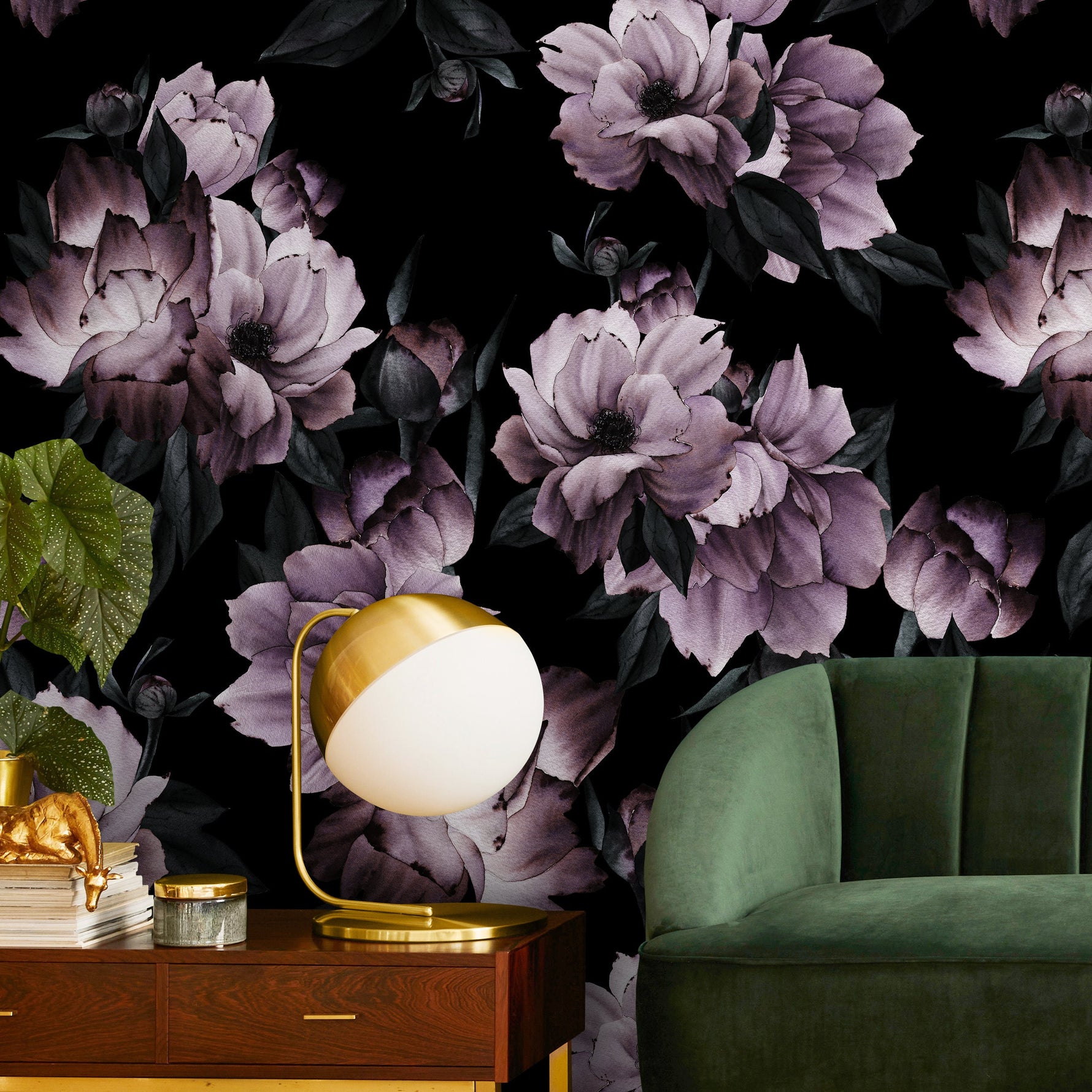 Vintage Dark Floral Wallpaper Peel and Stick and Traditional Wallpaper - B197