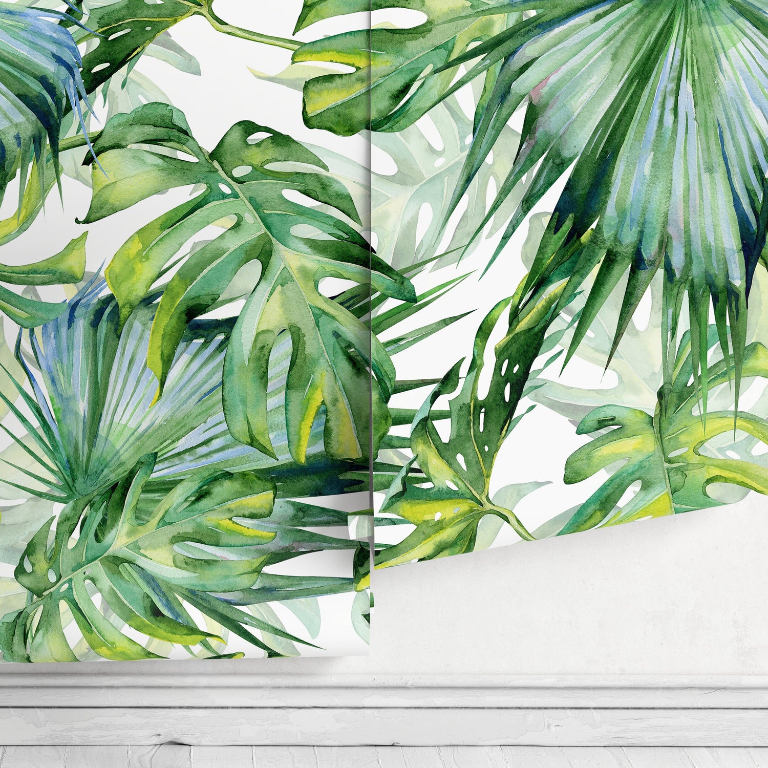 Tropical Monstera Leaf Wallpaper Peel and Stick and Traditional Wallpaper - A214