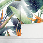 Tropical Floral Bird of Paradise Wallpaper Peel and Stick and Traditional Wallpaper - B037