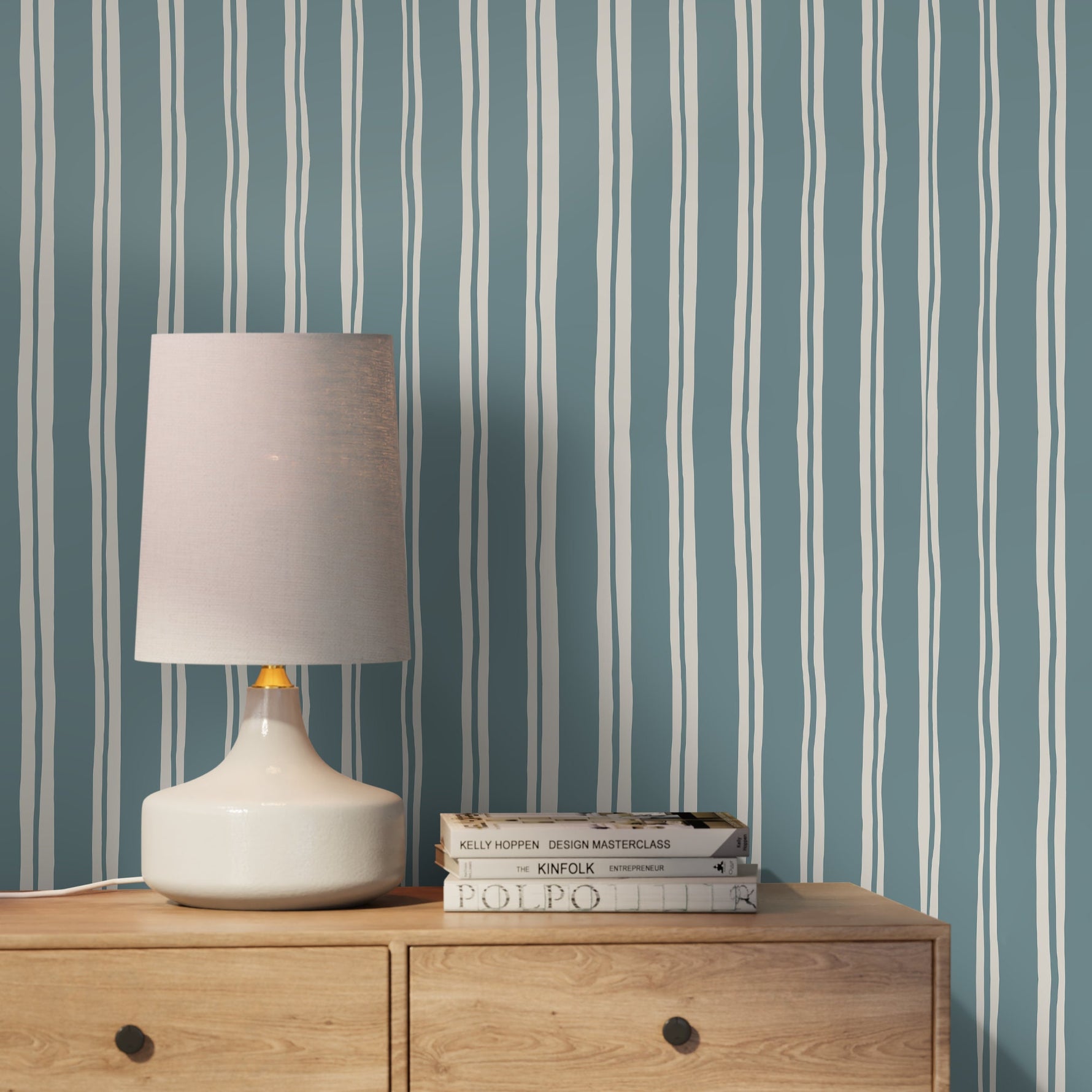 Light Blue Lines Wallpaper Boho Striped Wallpaper Peel and Stick and Traditional Wallpaper - D765