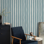 Light Blue Lines Wallpaper Boho Striped Wallpaper Peel and Stick and Traditional Wallpaper - D765