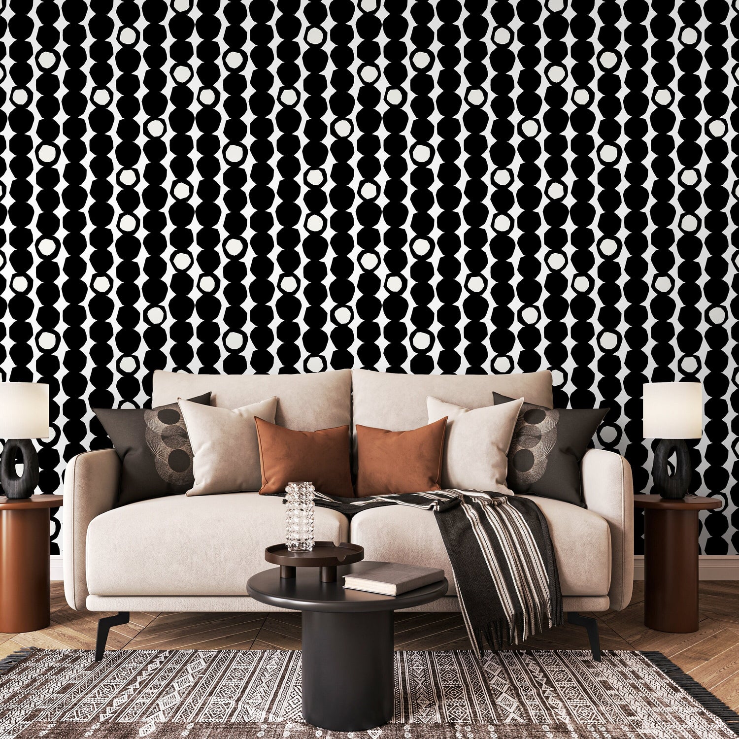 Wallpaper Peel and Stick Wallpaper Removable Wallpaper Home Decor Wall Art Wall Decor Room Decor / Black and White Dots Wallpaper - B435