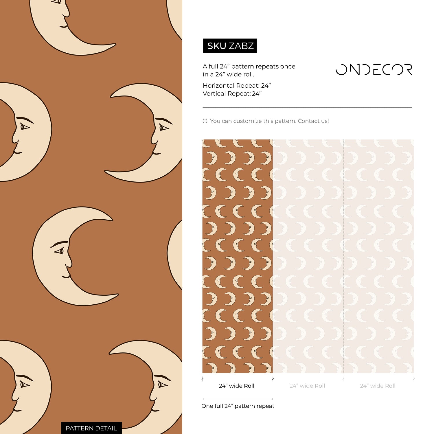 Half Moon Terracotta Wallpaper Removable Self Adhesive Wallpaper, Peel and Stick Wallpaper - ZABZ