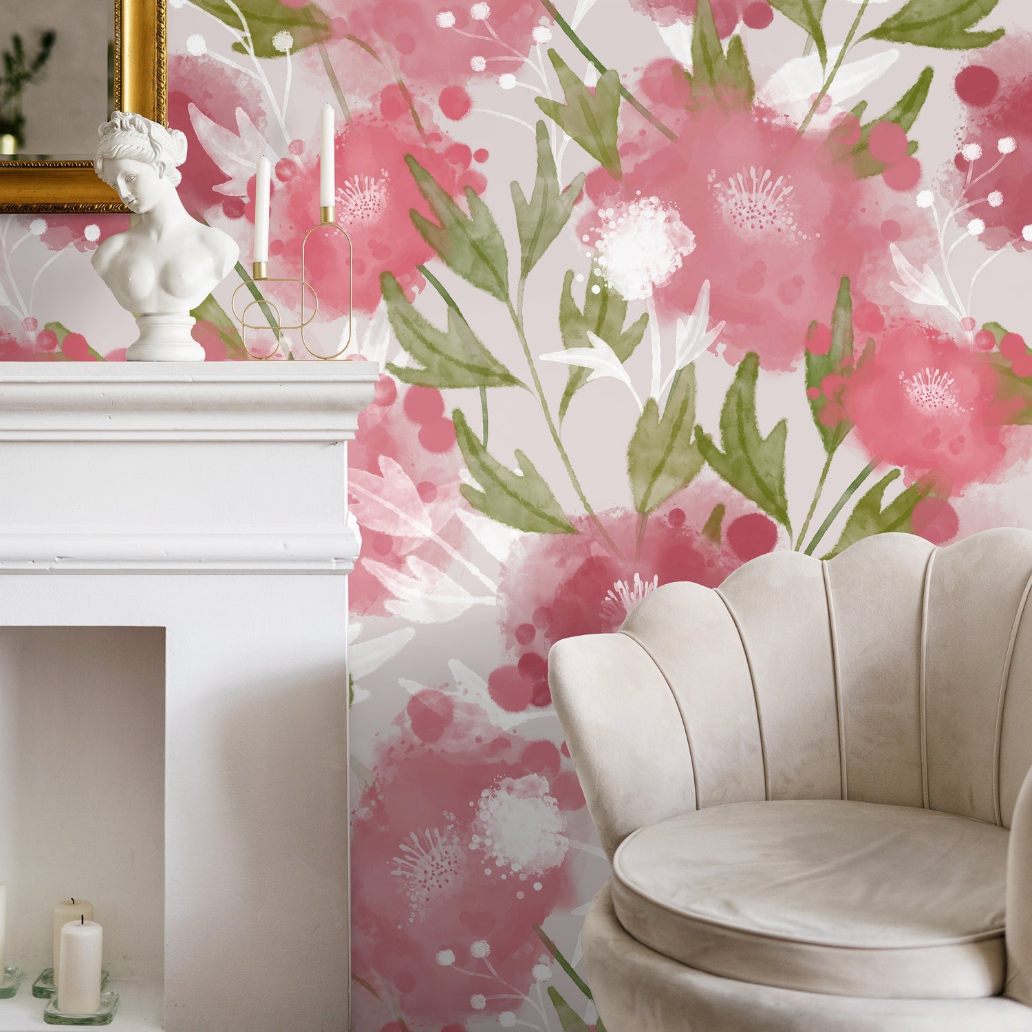 Watercolor Floral Harmony Wallpaper - X129