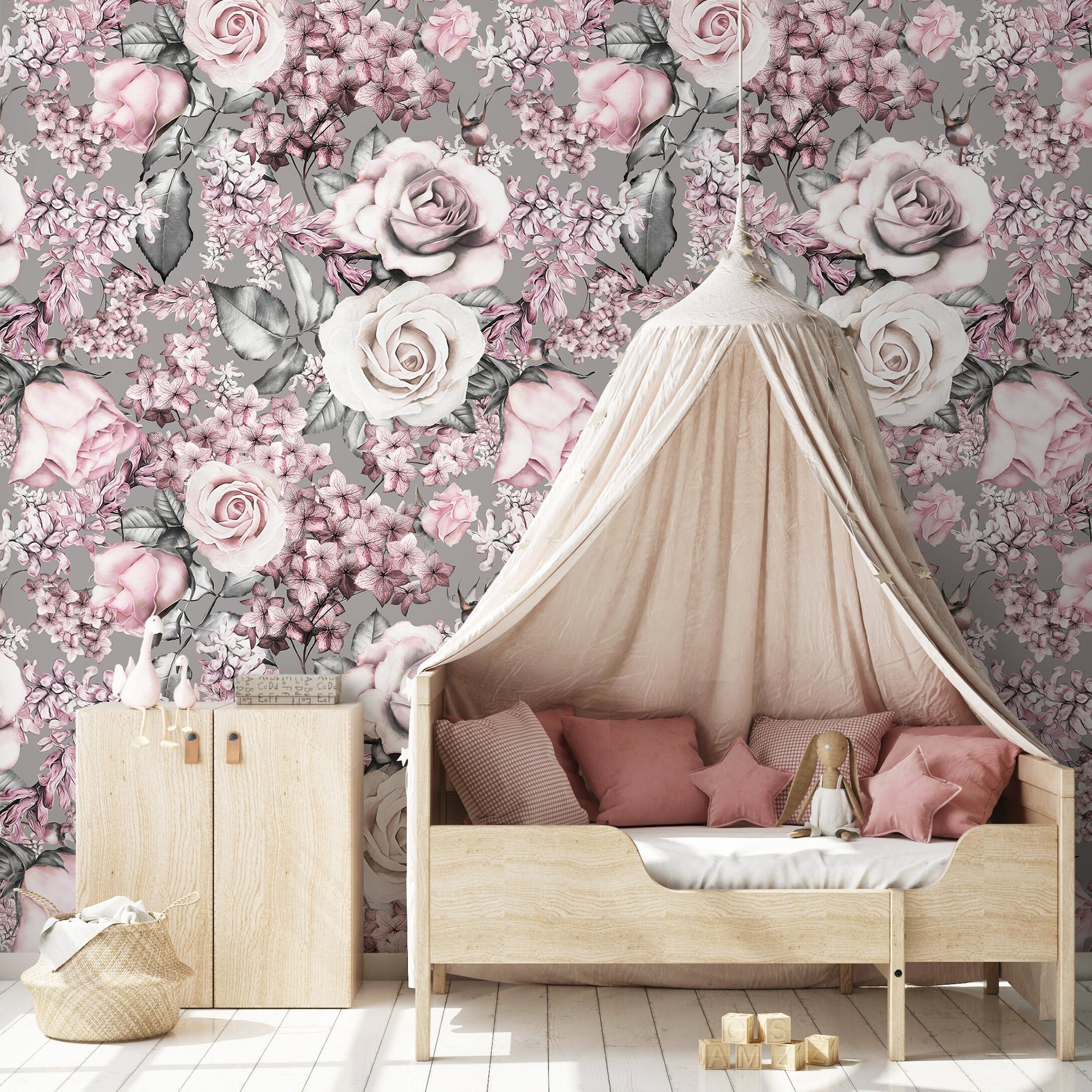 Temporary Wallpaper Floral Wall Mural Removable Wallpaper Nursery Wallpaper Wall Decor Wall Paper Removable Peel and Stick Wallpaper - A548