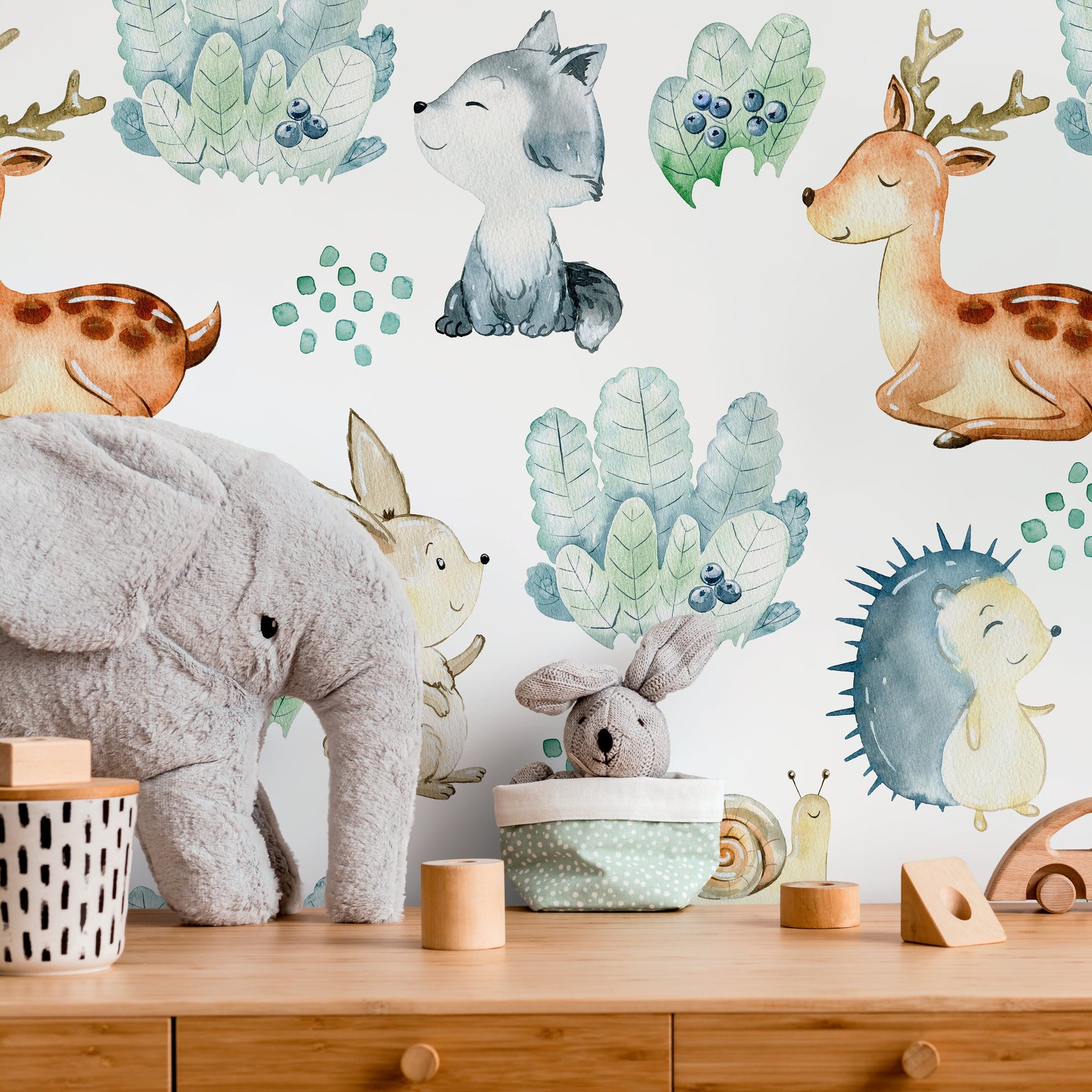 Temporary Wallpaper Nursery Decor Removable Wallpaper Peel and Stick Baby Wallpaper Wall Mural Cute Animals Wallpaper - B509