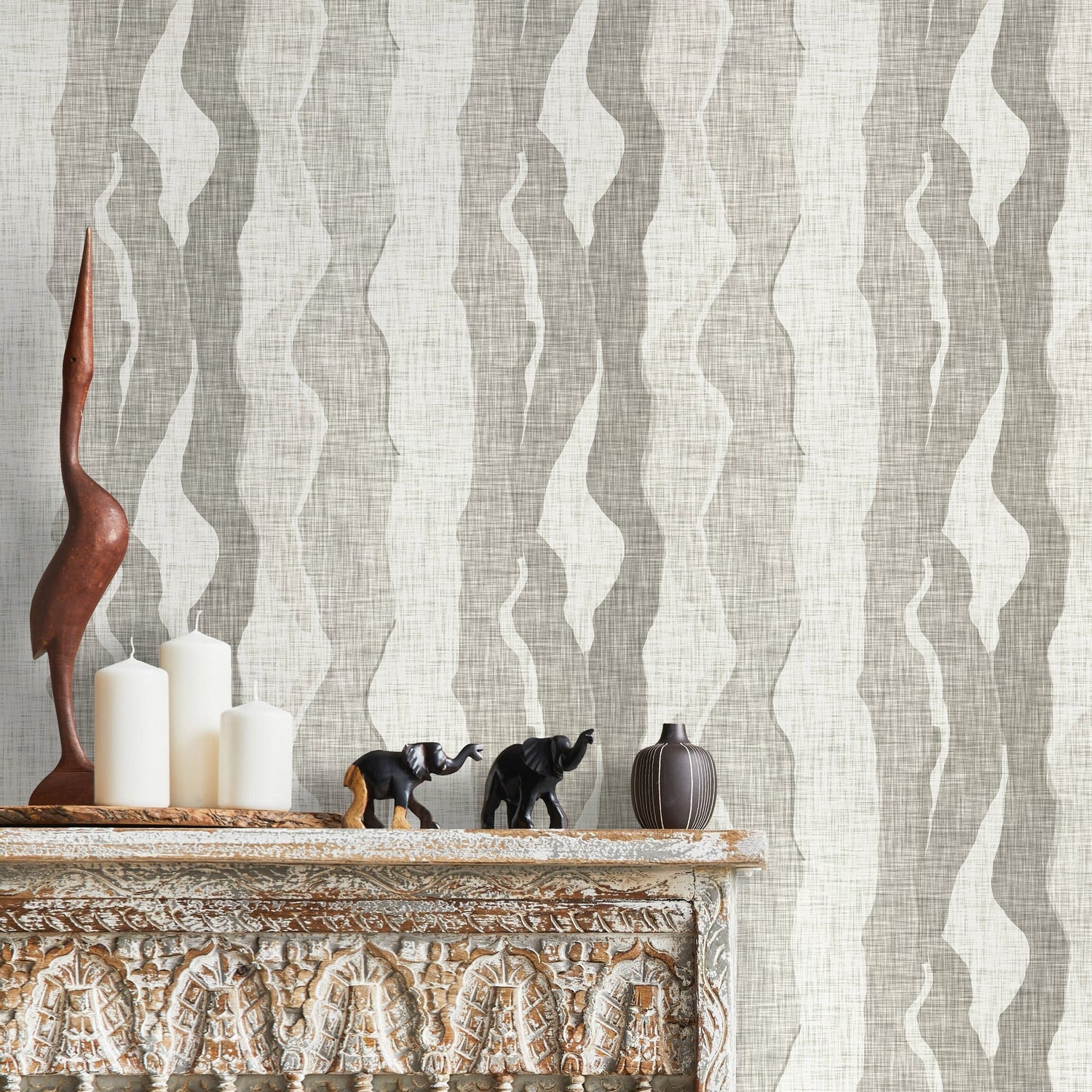 Grey Abstract Wallpaper Maximalist Wallpaper Peel and Stick and Traditional Wallpaper - D798