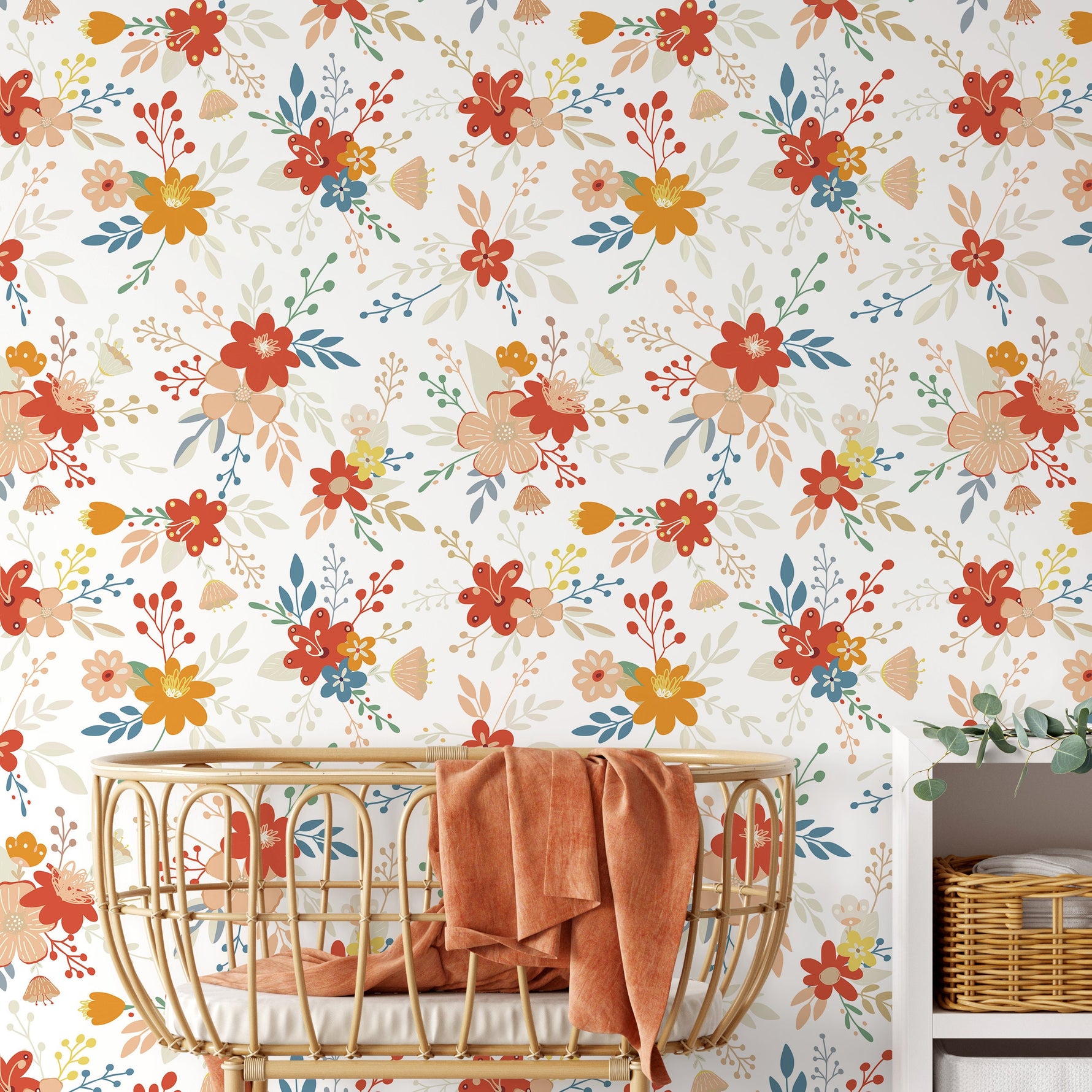 Cute Floral Kids Wallpaper / Peel and Stick Wallpaper Removable Wallpaper Home Decor Wall Art Wall Decor Room Decor - C710