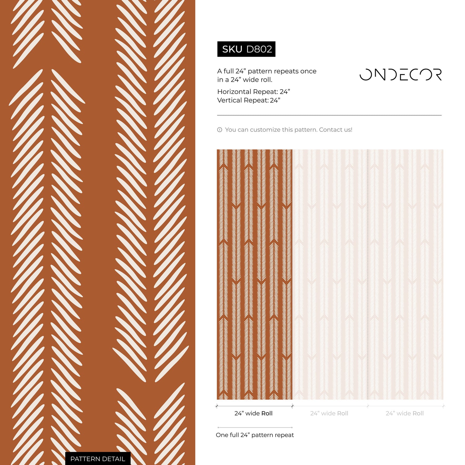 Terracotta Herringbone Wallpaper Minimalist Wallpaper Peel and Stick and Traditional Wallpaper - D802