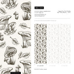 Leaf and Mushroom Wallpaper Hand drawing Wallpaper Peel and Stick and Traditional Wallpaper - D819