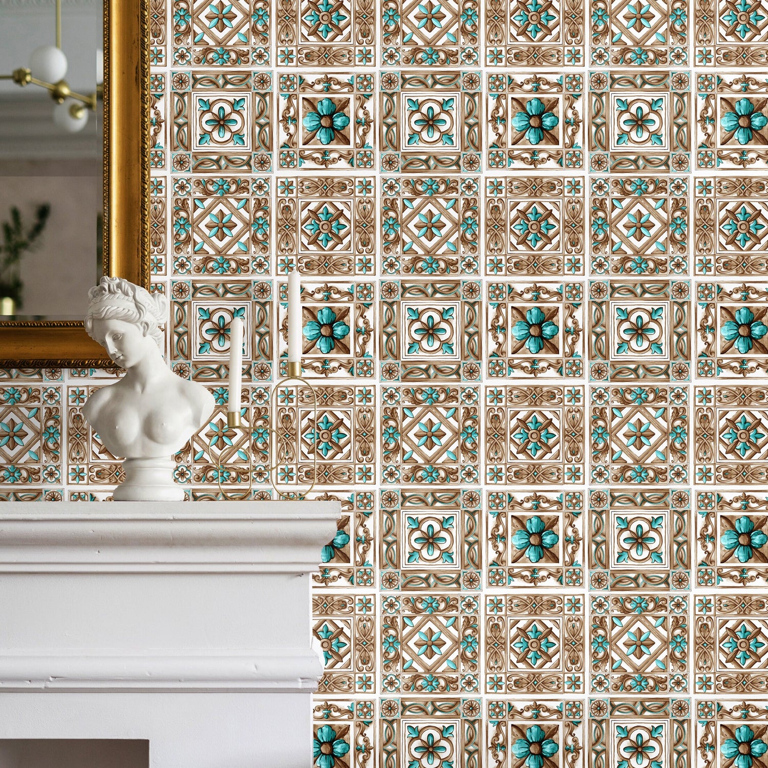 Removable Wallpaper Peel and Stick Wallpaper Wall Paper Wall Mural - Portuguese Azulejos Tile Wallpaper - Mosaic Wallpaper - D955