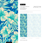 Wallpaper Peel and Stick Wallpaper Removable Wallpaper Home Decor Room Decor / Tropical Wallpaper, Blue Leaves Wallpaper - A971