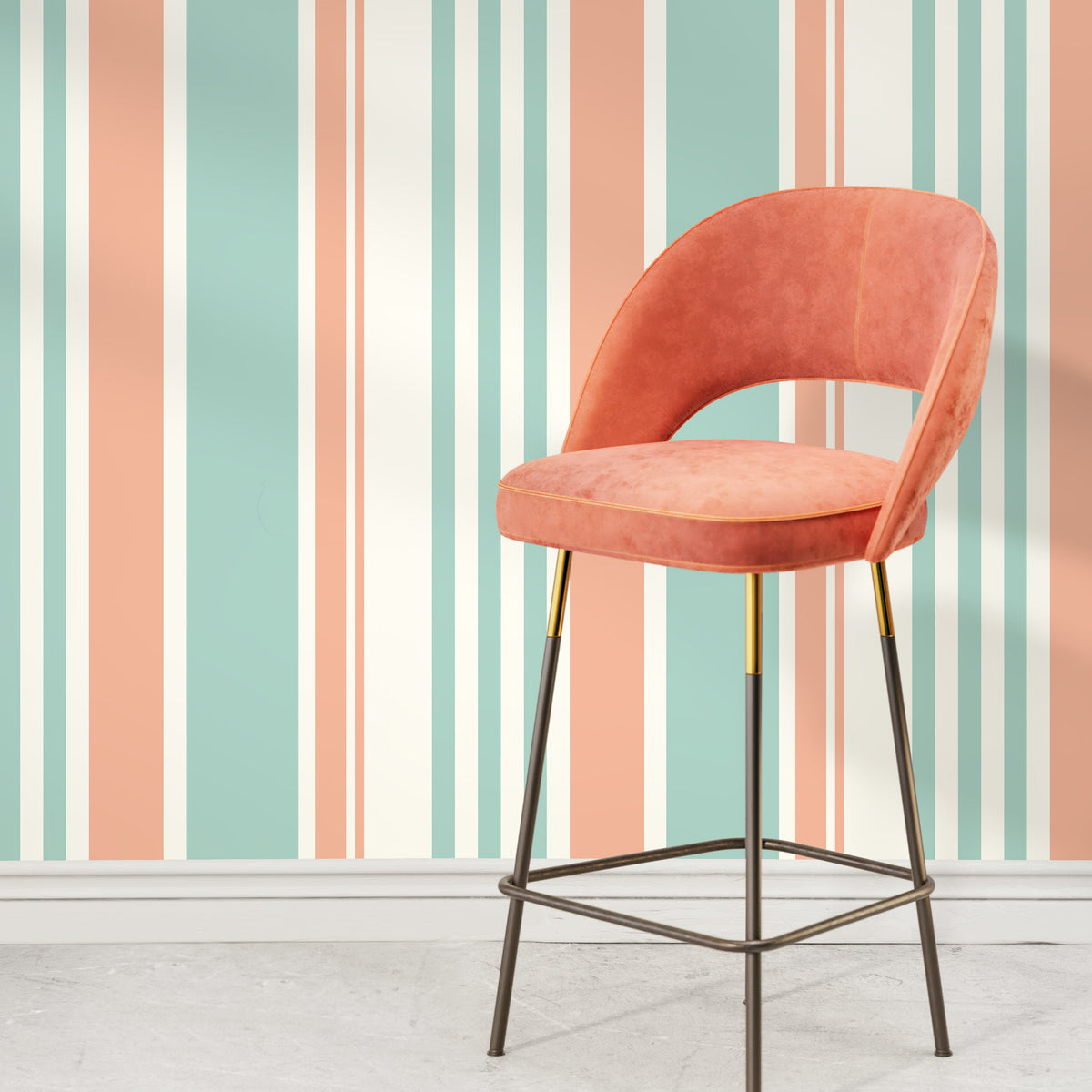 Minimalist Striped Wallpaper Pink and Light Blue Wallpaper Peel and Stick and Traditional Wallpaper - D806